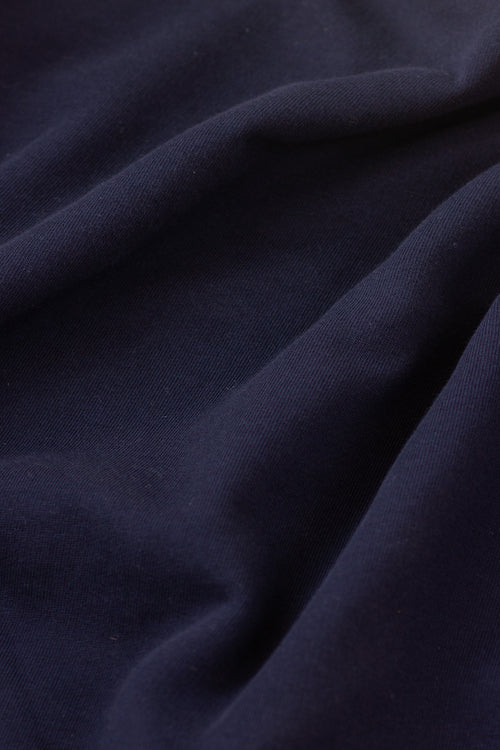 Close-up of dark blue fabric with folds