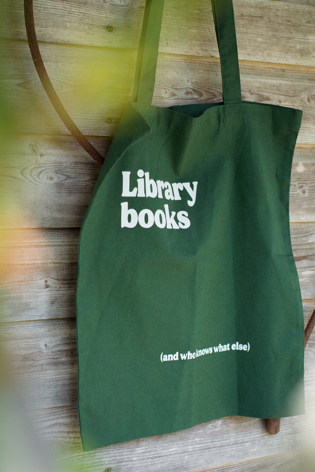 Library Books – Organic Cotton Tote Bag – Green