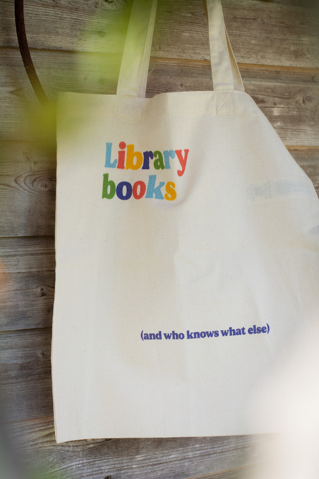 Library Books – Organic Cotton Tote Bag – Rainbow