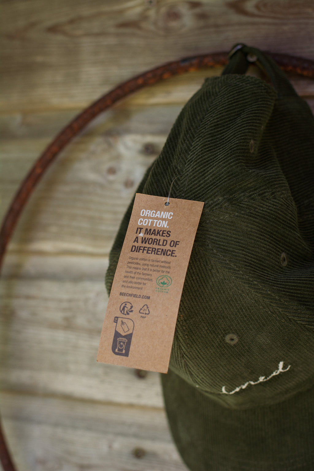 Overwhelmed – Embroidered Organic Cord Baseball Cap – Moss Green