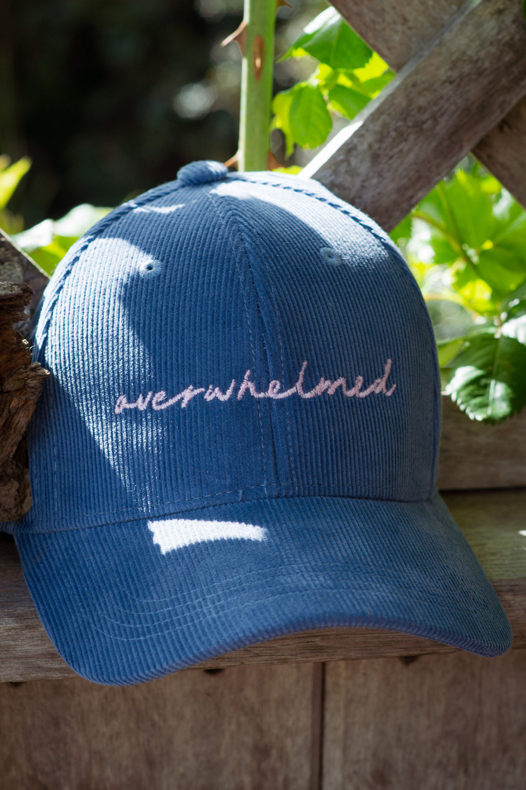 Overwhelmed – Embroidered Organic Cord Baseball Cap – Slate Blue