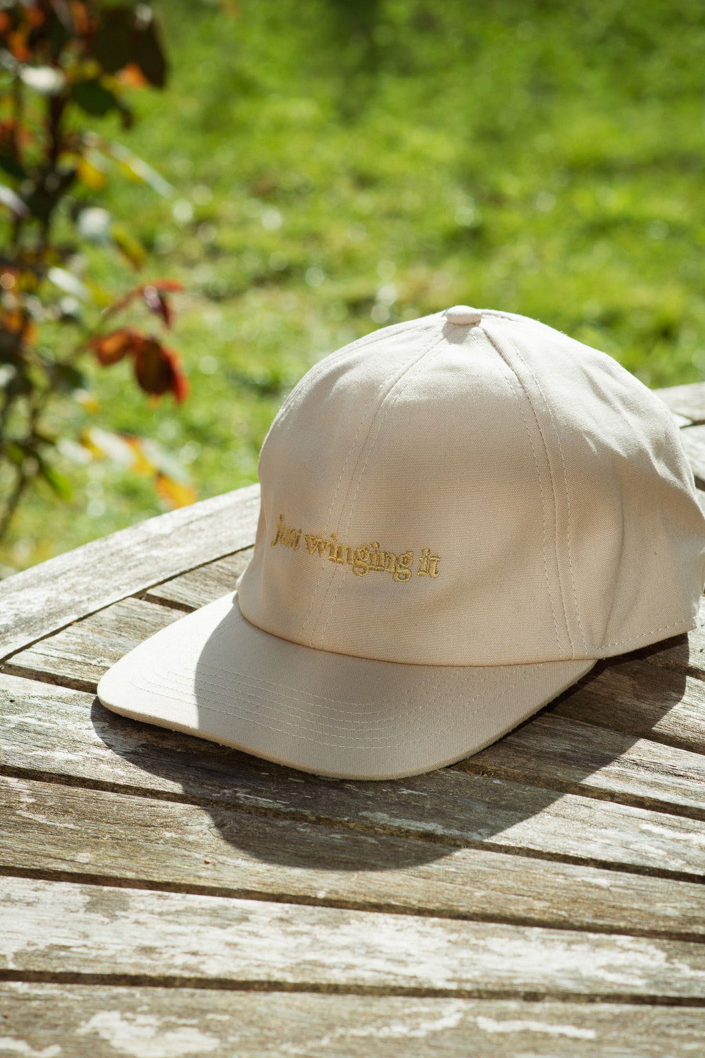 Just Winging It – Embroidered Organic Cotton Cap – Stone