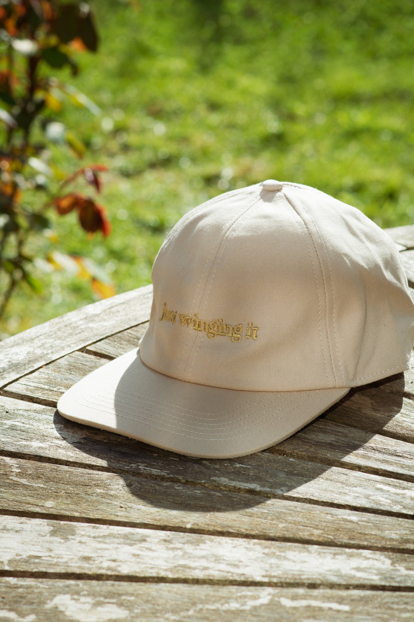 Just Winging It – Embroidered Organic Cotton Cap – Stone