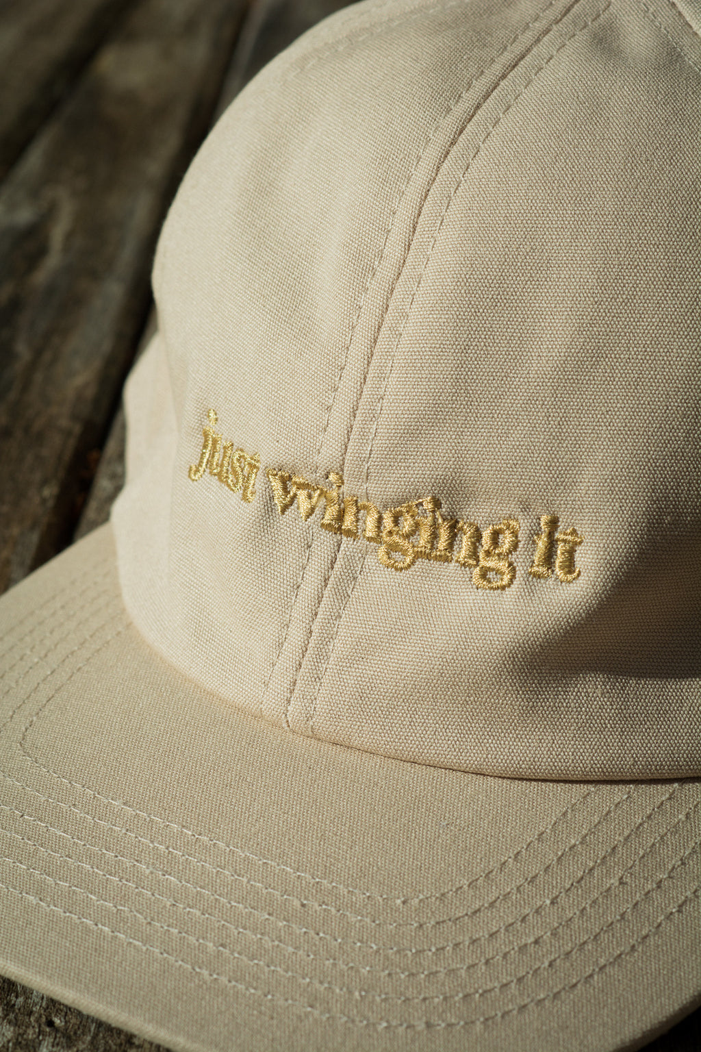 Just Winging It – Embroidered Organic Cotton Cap – Stone