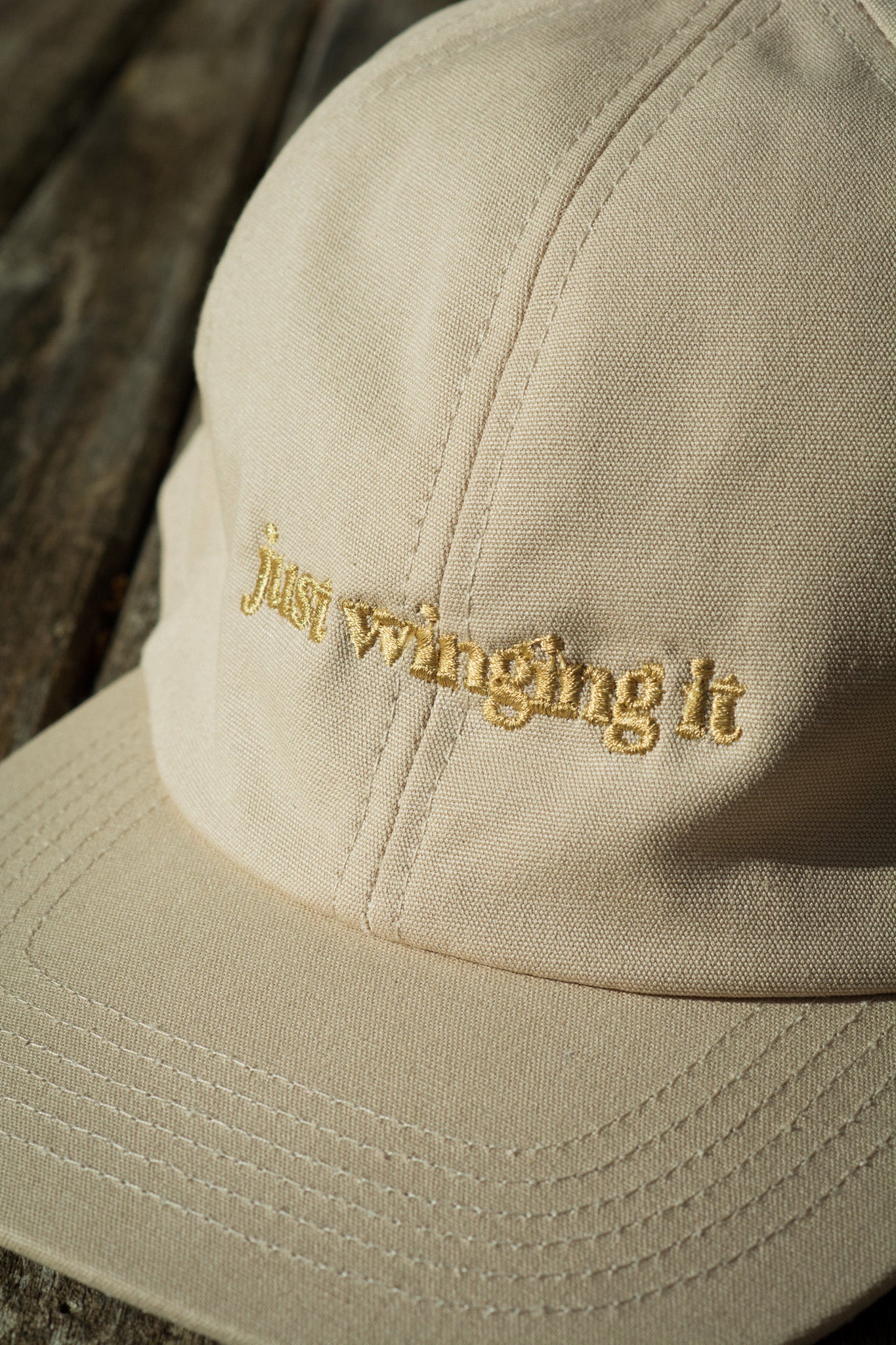 Just Winging It – Embroidered Organic Cotton Cap – Stone