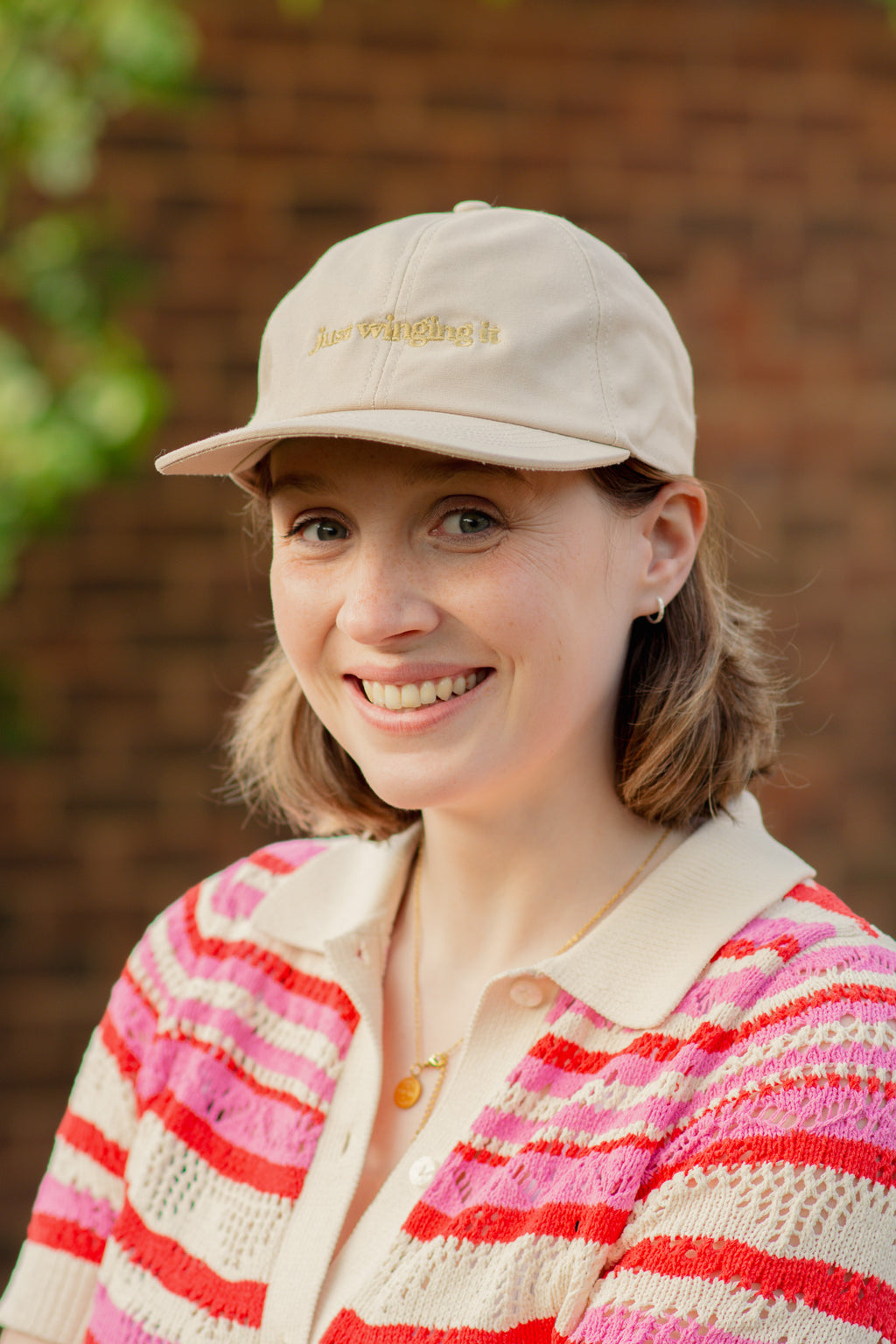 Just Winging It – Embroidered Organic Cotton Cap – Stone