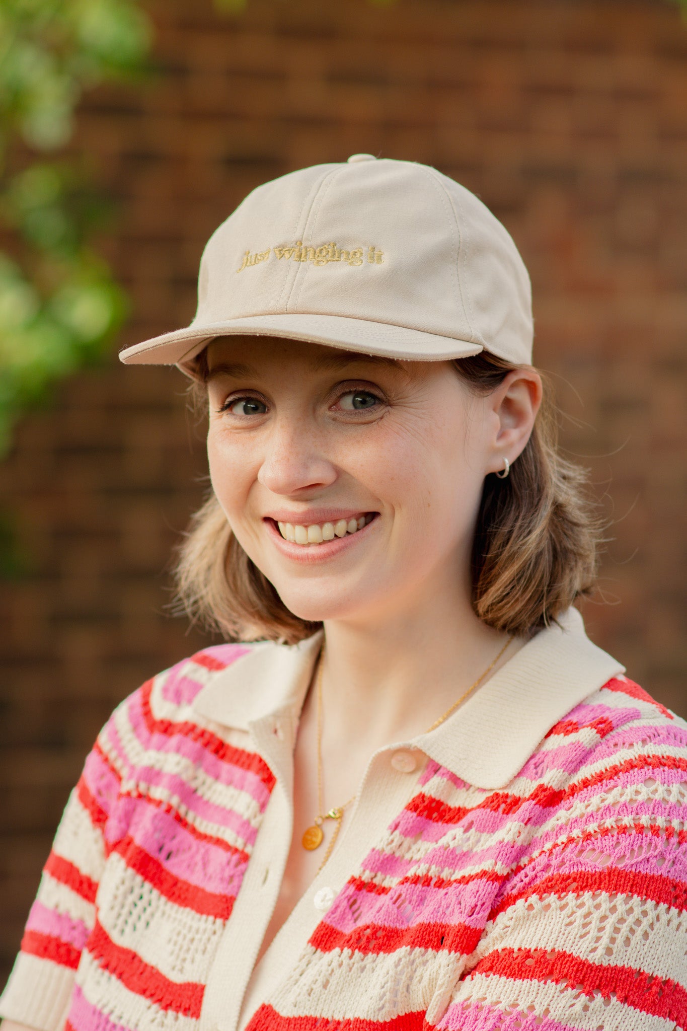 Just Winging It – Embroidered Organic Cotton Cap – Stone