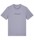 Gray t-shirt with text on a white background
