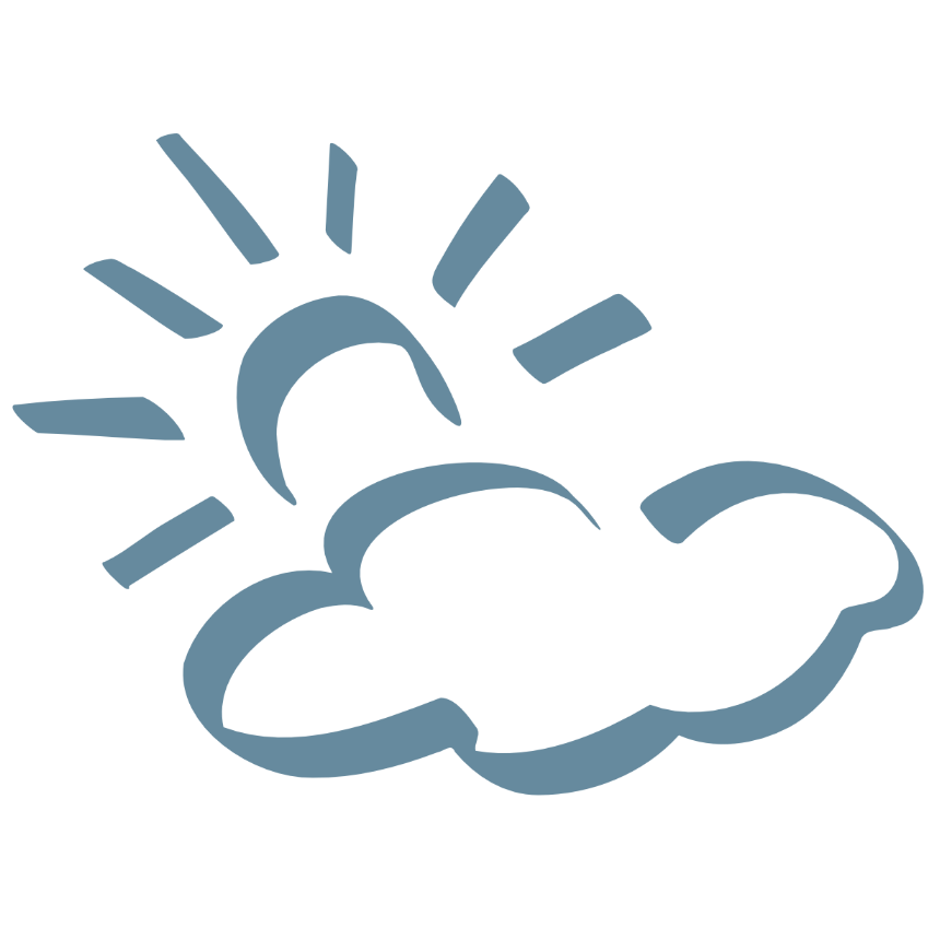 Icon of a sun and cloud in blue on a white background